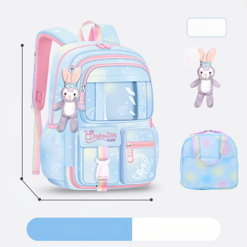 Ghiozdan pentru școală pentru fete din Oxford — respirabil, ultra-ușor, reduce sarcina, model gradient, bretele curbate