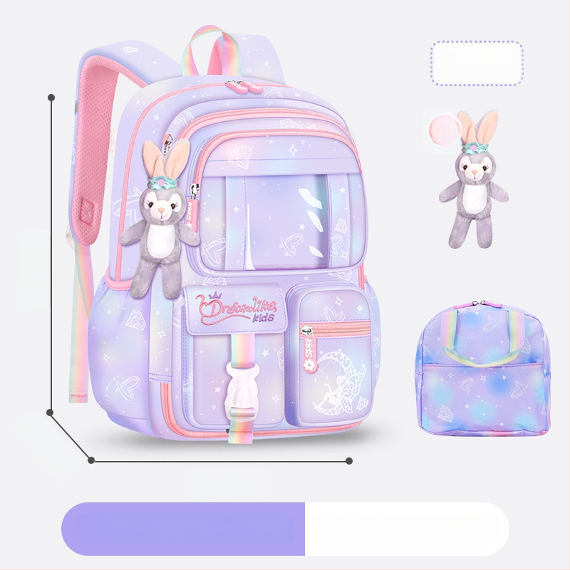 Ghiozdan pentru școală pentru fete din Oxford — respirabil, ultra-ușor, reduce sarcina, model gradient, bretele curbate