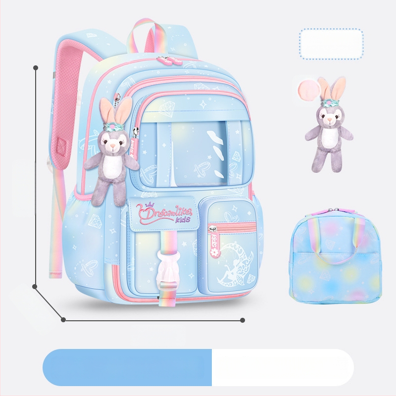 Ghiozdan pentru școală pentru fete din Oxford — respirabil, ultra-ușor, reduce sarcina, model gradient, bretele curbate