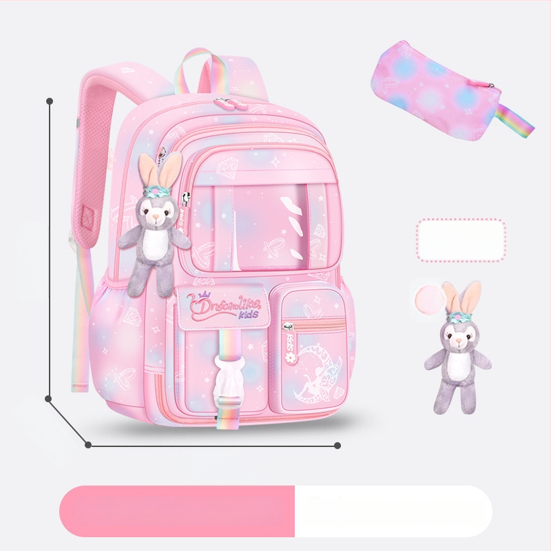 Ghiozdan pentru școală pentru fete din Oxford — respirabil, ultra-ușor, reduce sarcina, model gradient, bretele curbate