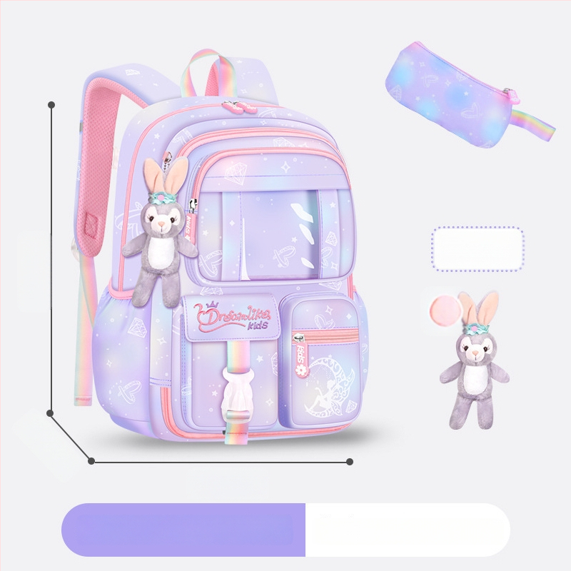 Ghiozdan pentru școală pentru fete din Oxford — respirabil, ultra-ușor, reduce sarcina, model gradient, bretele curbate