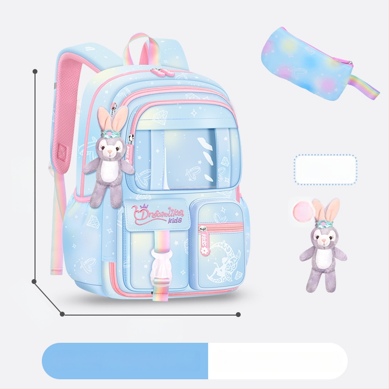 Ghiozdan pentru școală pentru fete din Oxford — respirabil, ultra-ușor, reduce sarcina, model gradient, bretele curbate