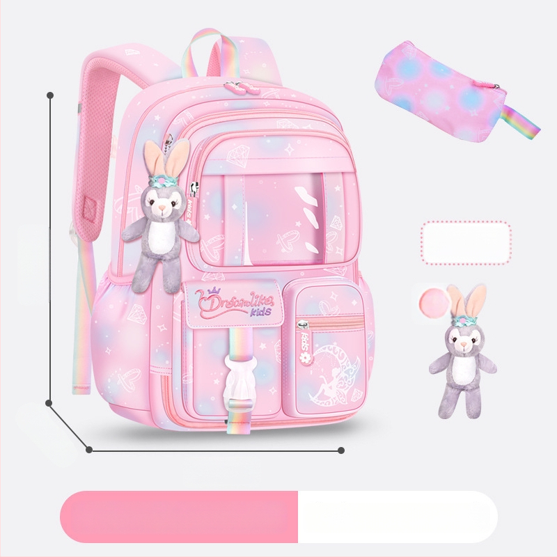 Ghiozdan pentru școală pentru fete din Oxford — respirabil, ultra-ușor, reduce sarcina, model gradient, bretele curbate