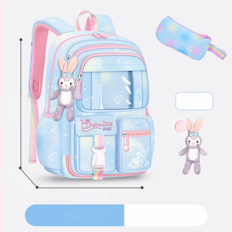 Ghiozdan pentru școală pentru fete din Oxford — respirabil, ultra-ușor, reduce sarcina, model gradient, bretele curbate