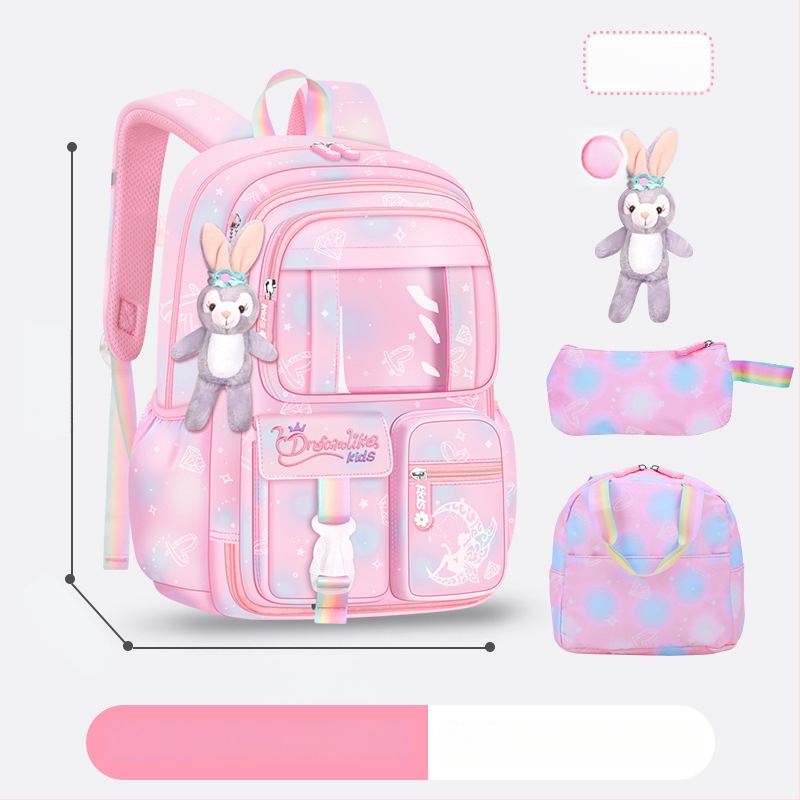 Ghiozdan pentru școală pentru fete din Oxford — respirabil, ultra-ușor, reduce sarcina, model gradient, bretele curbate