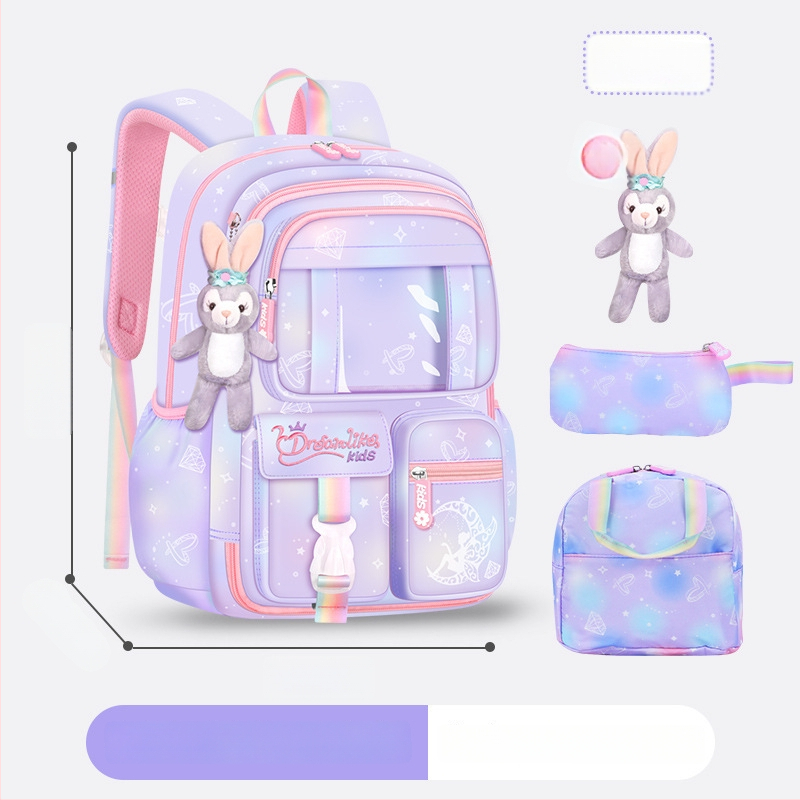 Ghiozdan pentru școală pentru fete din Oxford — respirabil, ultra-ușor, reduce sarcina, model gradient, bretele curbate