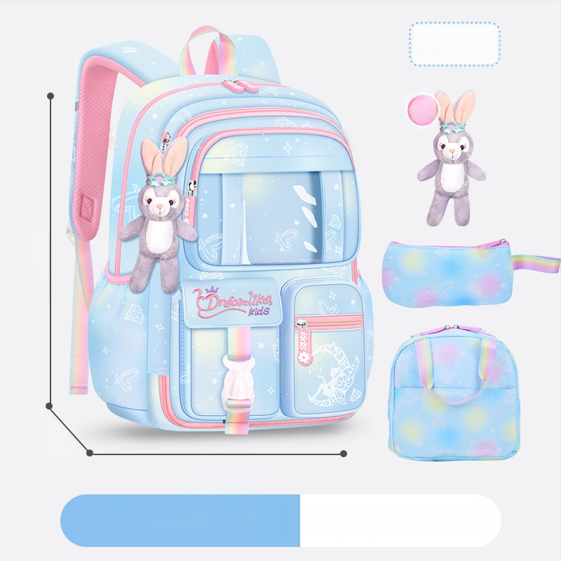 Ghiozdan pentru școală pentru fete din Oxford — respirabil, ultra-ușor, reduce sarcina, model gradient, bretele curbate