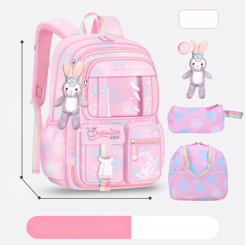 Ghiozdan pentru școală pentru fete din Oxford — respirabil, ultra-ușor, reduce sarcina, model gradient, bretele curbate