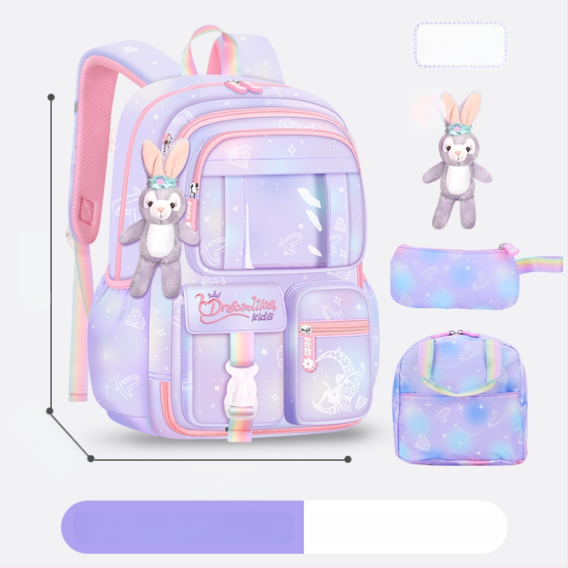 Ghiozdan pentru școală pentru fete din Oxford — respirabil, ultra-ușor, reduce sarcina, model gradient, bretele curbate