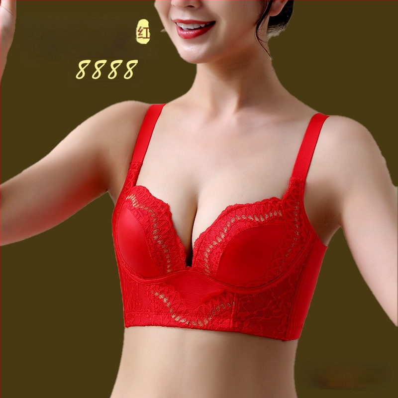 Set de sutiene cu dantelă brodată, cupă 3/4, fără arcuri metalice, cupă modelată cu partea superioară subțire și partea inferioară mai groasă, material principal nylon, căptușeală spandex, închidere la spate cu patru rânduri de cârlige