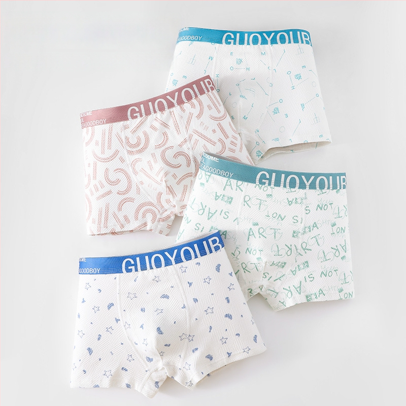 Guoyoubi boxeri din bumbac pentru copii, fără cusături în zona inghinală, antibacteriali 10a, respirabili, pentru copii 3–8 ani (100–140 cm), Iarnă 2024