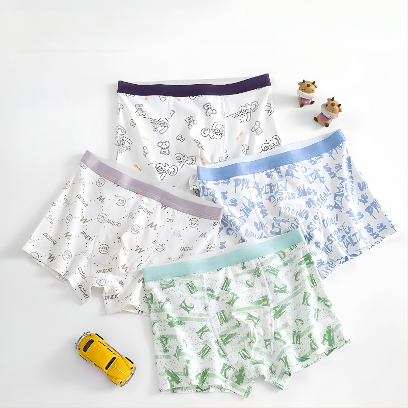 Guoyoubi boxeri din bumbac pentru copii, fără cusături în zona inghinală, antibacteriali 10a, respirabili, pentru copii 3–8 ani (100–140 cm), Iarnă 2024