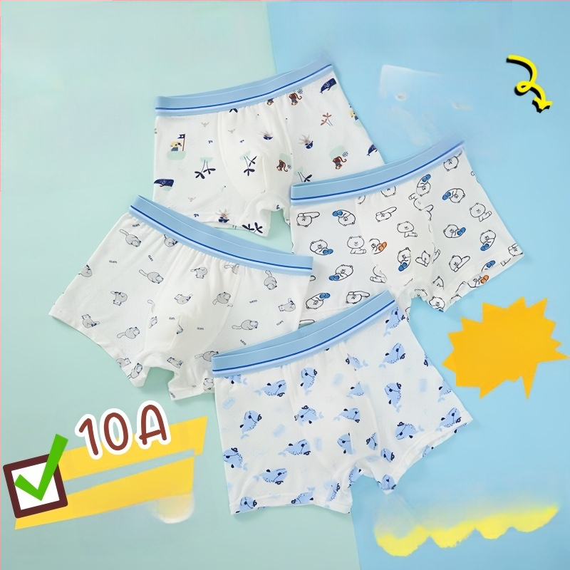 Guoyoubi boxeri din bumbac pentru copii, fără cusături în zona inghinală, antibacteriali 10a, respirabili, pentru copii 3–8 ani (100–140 cm), Iarnă 2024