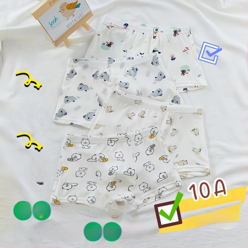 Guoyoubi boxeri din bumbac pentru copii, fără cusături în zona inghinală, antibacteriali 10a, respirabili, pentru copii 3–8 ani (100–140 cm), Iarnă 2024