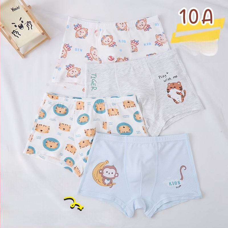 Guoyoubi boxeri din bumbac pentru copii, fără cusături în zona inghinală, antibacteriali 10a, respirabili, pentru copii 3–8 ani (100–140 cm), Iarnă 2024