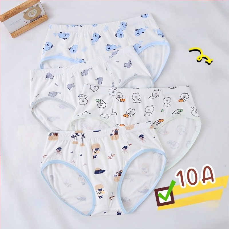 Guoyoubi boxeri din bumbac pentru copii, fără cusături în zona inghinală, antibacteriali 10a, respirabili, pentru copii 3–8 ani (100–140 cm), Iarnă 2024