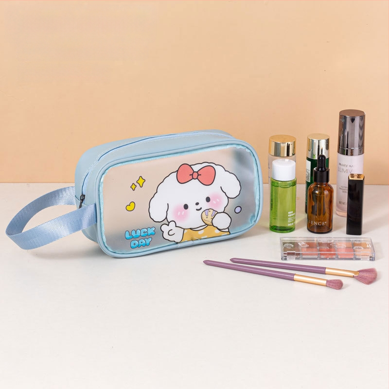 Geantă de toaletă impermeabilă cu imprimeu desen animat, capacitate mare, PVC, fermoar, separare uscat-umed