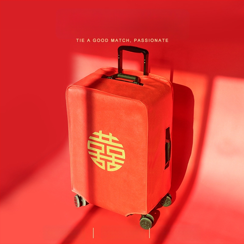 Ochranný obal na svadobný kufor s Velcro otvorom, polyester, univerzálne kolieska, textový vzor, minimalistický tichý luxus