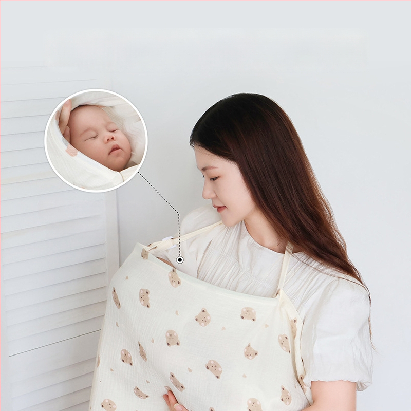 Acoperământ de alăptat din bumbac, cu dantelă și șnur, stil casual, fără mâneci, pentru toate anotimpurile