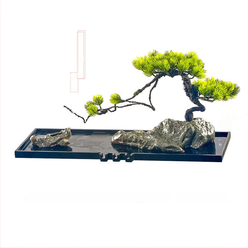 Ornament din piatră pentru acvariu — lucrat manual, suprafață glazurată și lustruită, stil chinezesc nou