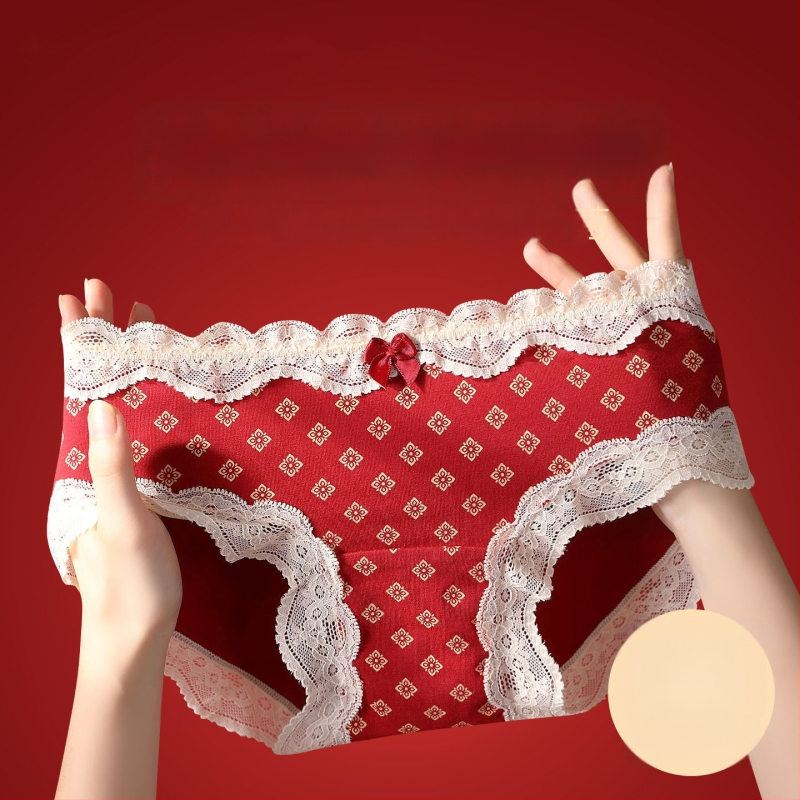 Bavlnené čipkové trojuholníkové nohavičky pre tínedžerky – antibakteriálne, 95–100% bavlna, stredná výška pásu, kvetinový vzor, rok zverokruhu kôň