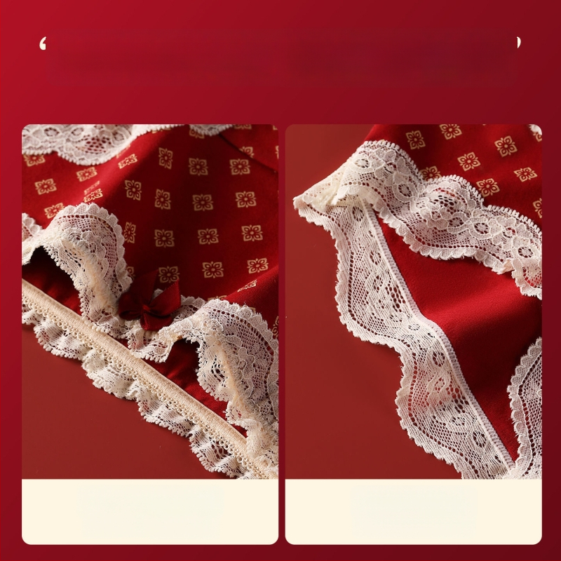 Bavlnené čipkové trojuholníkové nohavičky pre tínedžerky – antibakteriálne, 95–100% bavlna, stredná výška pásu, kvetinový vzor, rok zverokruhu kôň