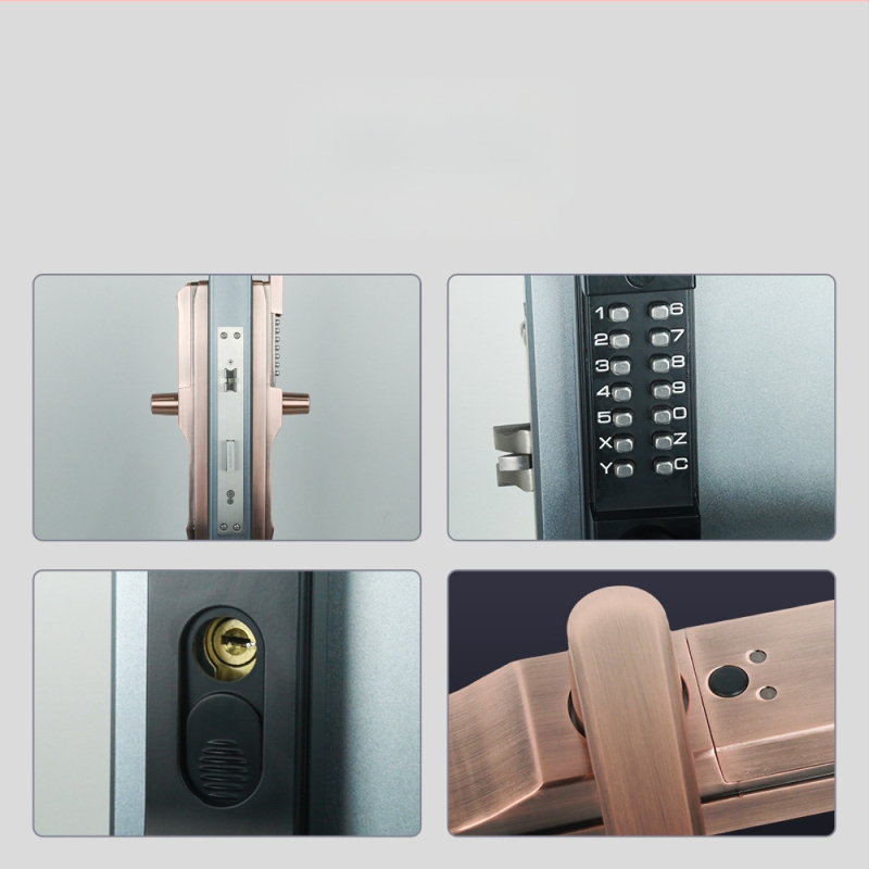 Villa előkert kapu – kétoldalas mechanikus jelszavas zár, OL4055, cinkötvözet, mechanikus típus, 80×80 rúd vastagság, biztonsági ajtókhoz.