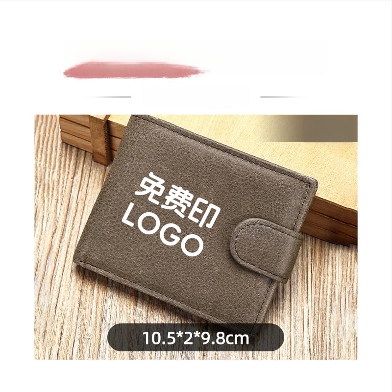 Valódi bőr férfi rövid pénztárca, két rétegből álló marhabőr, 2 hajtás, egyszínű mintázat, bélés poliészter-pamut, kopásálló és bővíthető