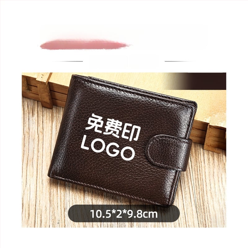 Valódi bőr férfi rövid pénztárca, két rétegből álló marhabőr, 2 hajtás, egyszínű mintázat, bélés poliészter-pamut, kopásálló és bővíthető