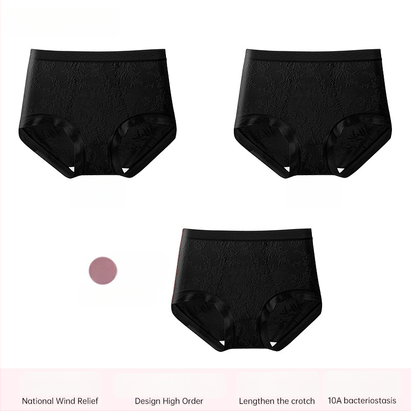 Ženské krajkové nohavičky s vysokým pásom, priedušné a antibakteriálne; hlavný materiál 80–90% nylon; podšívka 90–95% viskóza; vzor: rozbité kvety