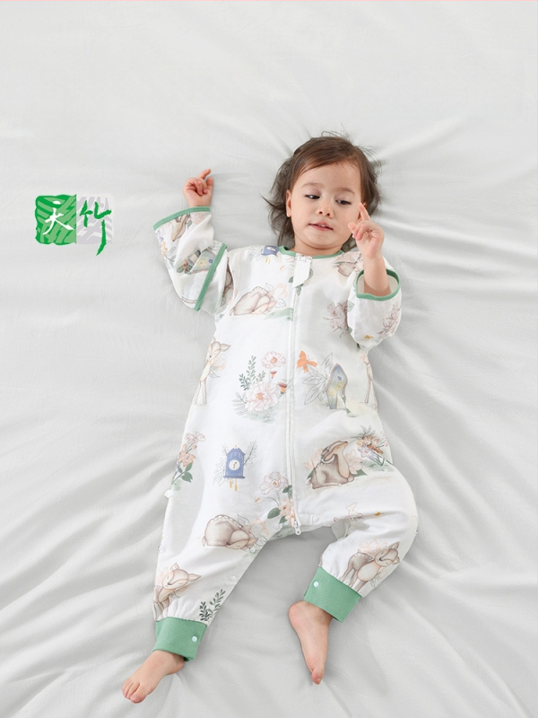 Υπνόσακος για μωρά από ίνες μπαμπού, με επένδυση από βαμβάκι, σχέδιο με ξεχωριστά πόδια, αποσπώμενα μανίκια, για όλες τις εποχές