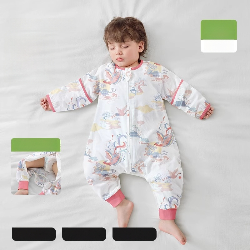 Υπνόσακος για μωρά από ίνες μπαμπού, με επένδυση από βαμβάκι, σχέδιο με ξεχωριστά πόδια, αποσπώμενα μανίκια, για όλες τις εποχές