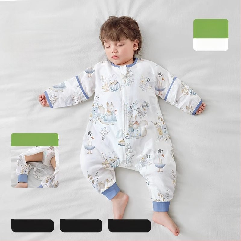 Υπνόσακος για μωρά από ίνες μπαμπού, με επένδυση από βαμβάκι, σχέδιο με ξεχωριστά πόδια, αποσπώμενα μανίκια, για όλες τις εποχές