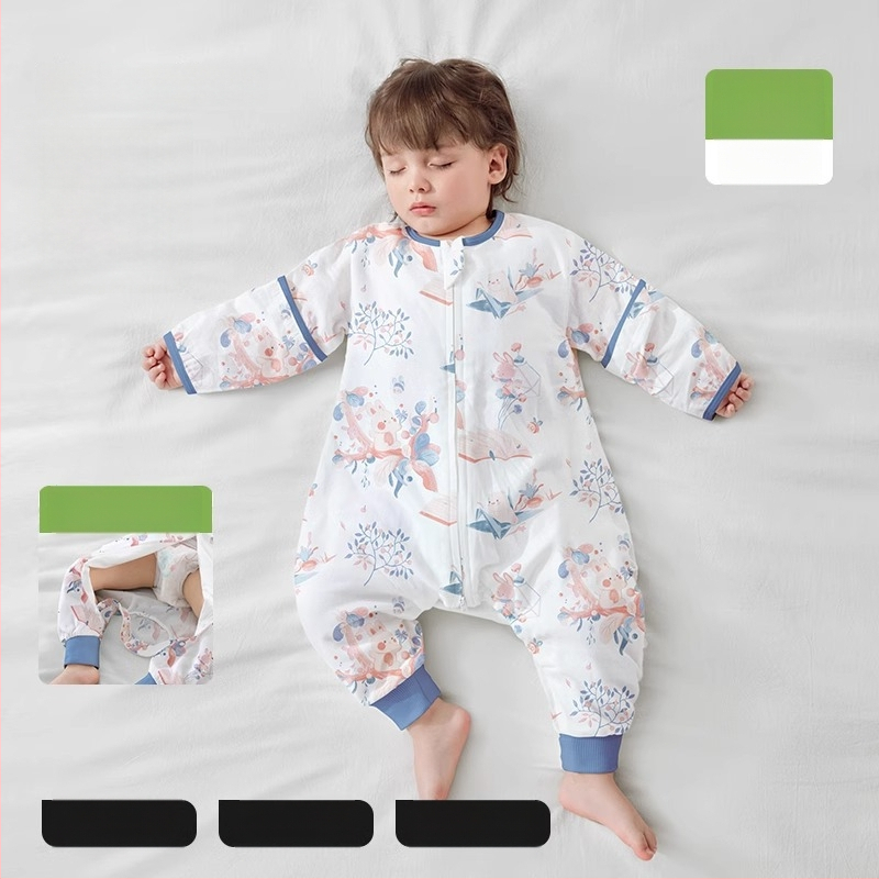 Υπνόσακος για μωρά από ίνες μπαμπού, με επένδυση από βαμβάκι, σχέδιο με ξεχωριστά πόδια, αποσπώμενα μανίκια, για όλες τις εποχές