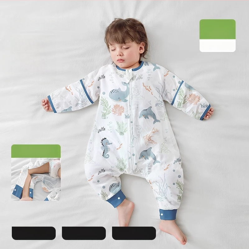 Υπνόσακος για μωρά από ίνες μπαμπού, με επένδυση από βαμβάκι, σχέδιο με ξεχωριστά πόδια, αποσπώμενα μανίκια, για όλες τις εποχές