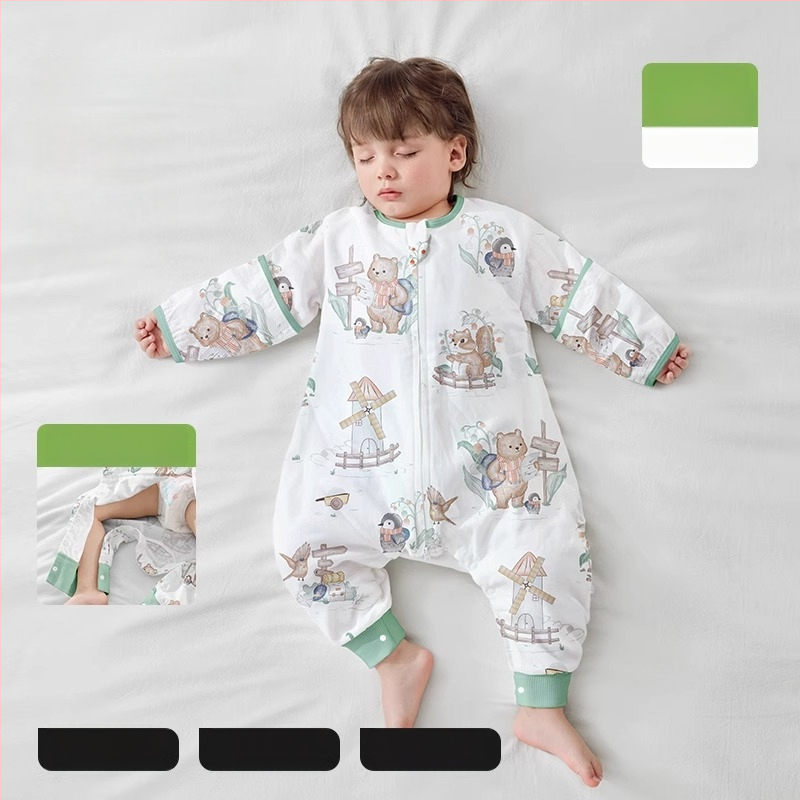 Υπνόσακος για μωρά από ίνες μπαμπού, με επένδυση από βαμβάκι, σχέδιο με ξεχωριστά πόδια, αποσπώμενα μανίκια, για όλες τις εποχές