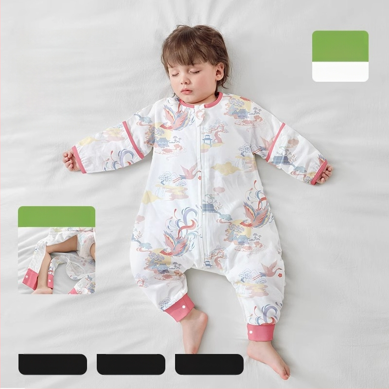 Υπνόσακος για μωρά από ίνες μπαμπού, με επένδυση από βαμβάκι, σχέδιο με ξεχωριστά πόδια, αποσπώμενα μανίκια, για όλες τις εποχές