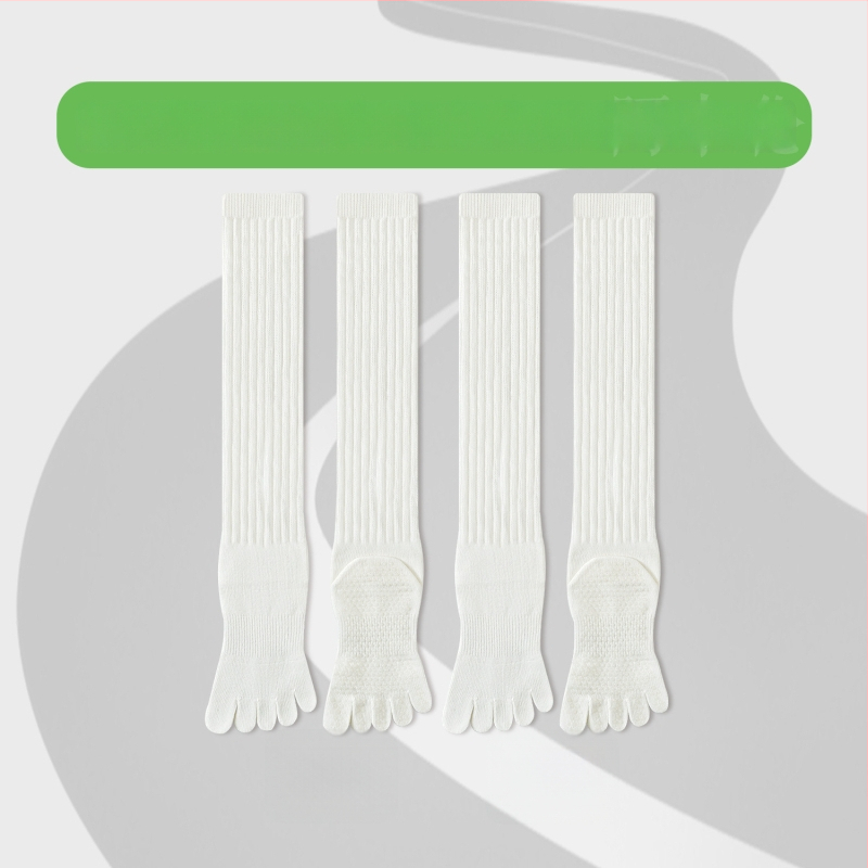 Чорапи за йога с пет пръста, дълги до прасеца, памук, антихлъзгащи, безшевни пръсти