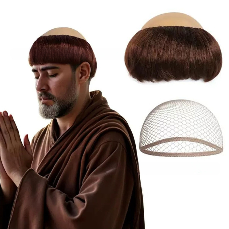 Monk paróka cosplay-hoz, rövid haj, selyemszálak, festhető és permálható