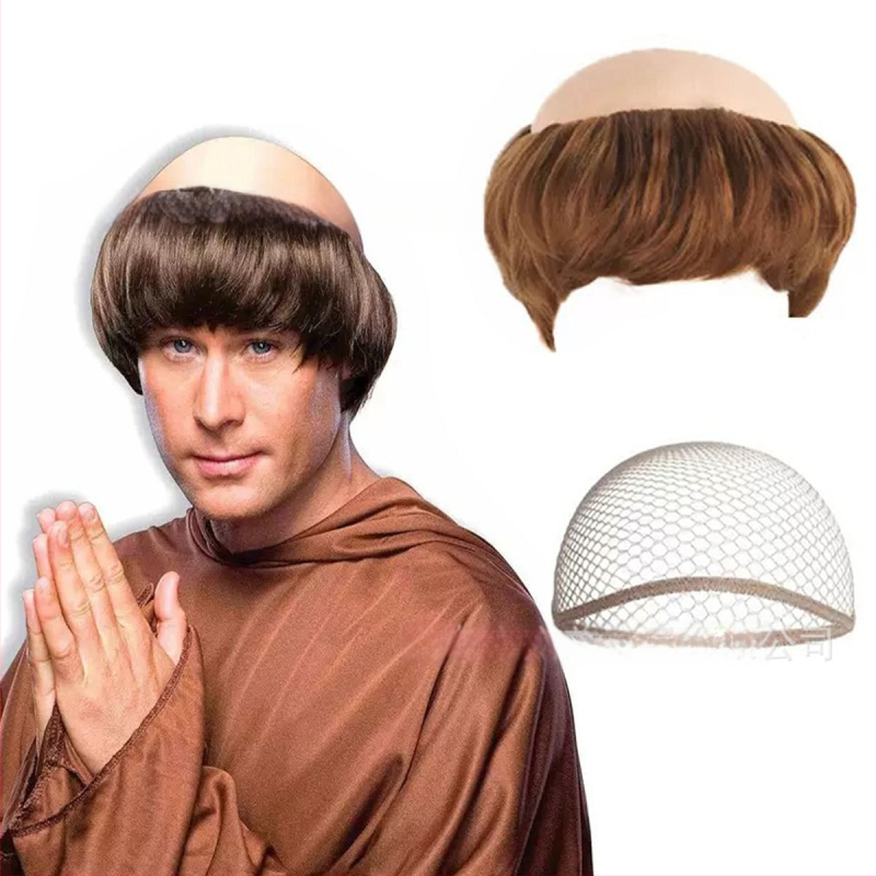 Monk paróka cosplay-hoz, rövid haj, selyemszálak, festhető és permálható