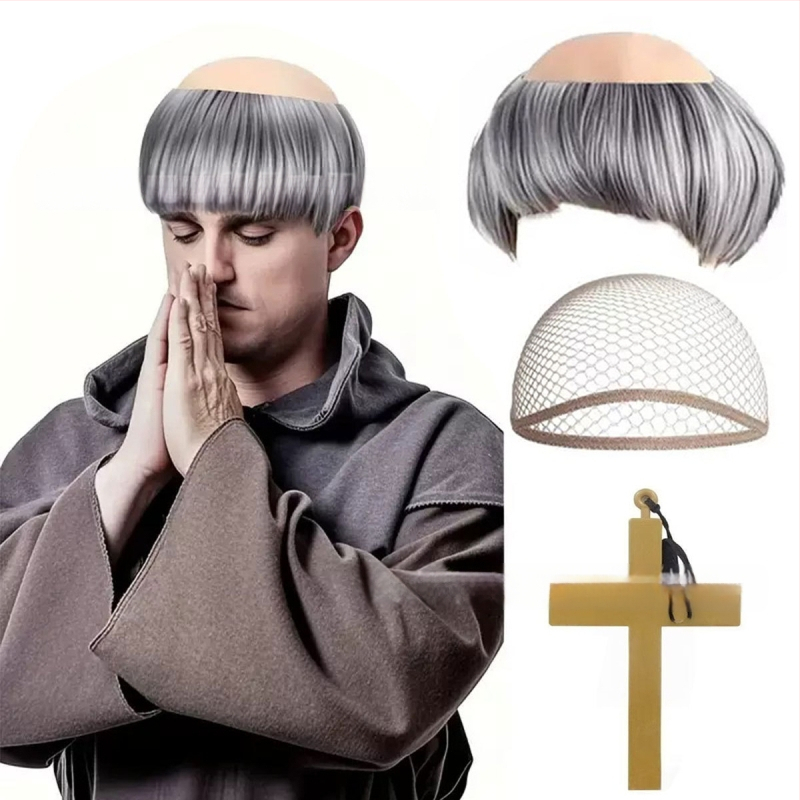 Monk paróka cosplay-hoz, rövid haj, selyemszálak, festhető és permálható