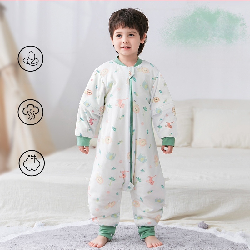 Υπνόσακος για μωρά και νήπια, χωρίς μανίκια, παχύ γέμισμα από πολυεστερικές ίνες και ίνες σόγιας, σχέδιο με ξεχωριστά πόδια, αντιβακτηριδιακός, μεταλλικό φερμουάρ, για φθινόπωρο-χειμώνα