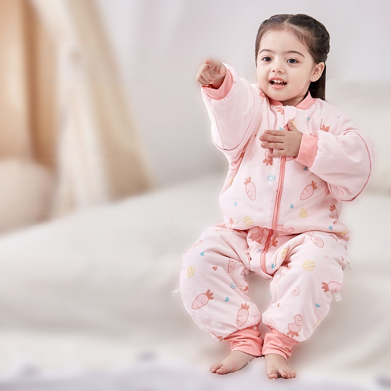 Υπνόσακος για μωρά και νήπια, χωρίς μανίκια, παχύ γέμισμα από πολυεστερικές ίνες και ίνες σόγιας, σχέδιο με ξεχωριστά πόδια, αντιβακτηριδιακός, μεταλλικό φερμουάρ, για φθινόπωρο-χειμώνα