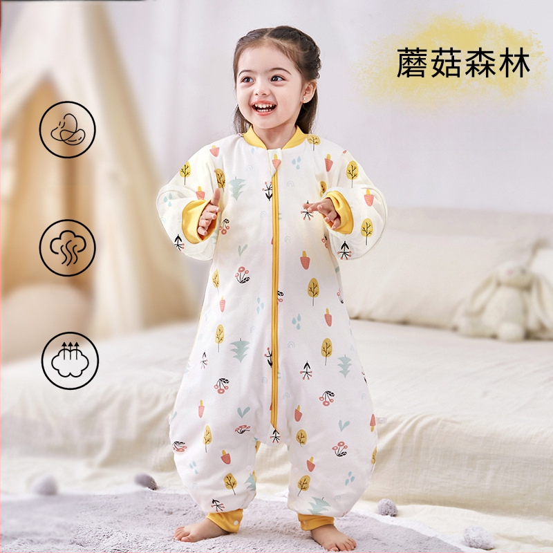 Υπνόσακος για μωρά και νήπια, χωρίς μανίκια, παχύ γέμισμα από πολυεστερικές ίνες και ίνες σόγιας, σχέδιο με ξεχωριστά πόδια, αντιβακτηριδιακός, μεταλλικό φερμουάρ, για φθινόπωρο-χειμώνα