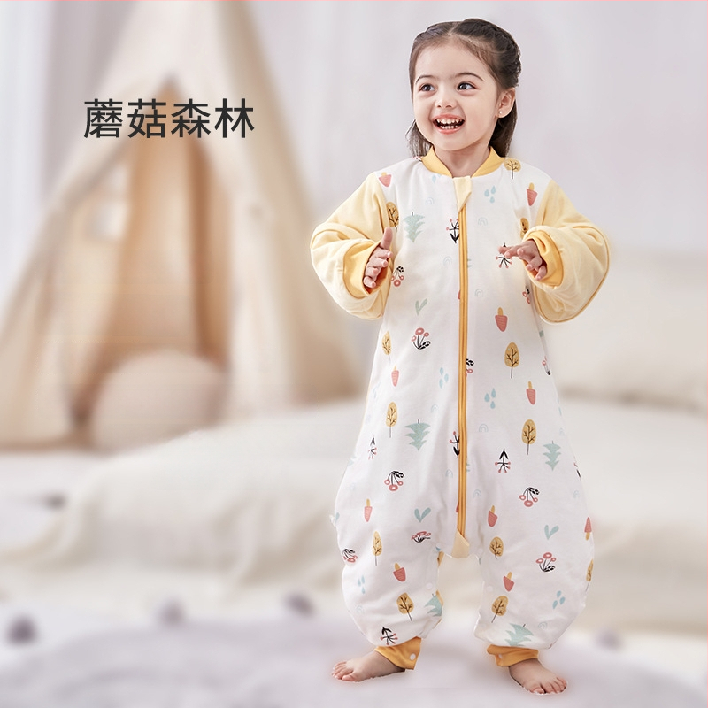 Υπνόσακος για μωρά και νήπια, χωρίς μανίκια, παχύ γέμισμα από πολυεστερικές ίνες και ίνες σόγιας, σχέδιο με ξεχωριστά πόδια, αντιβακτηριδιακός, μεταλλικό φερμουάρ, για φθινόπωρο-χειμώνα