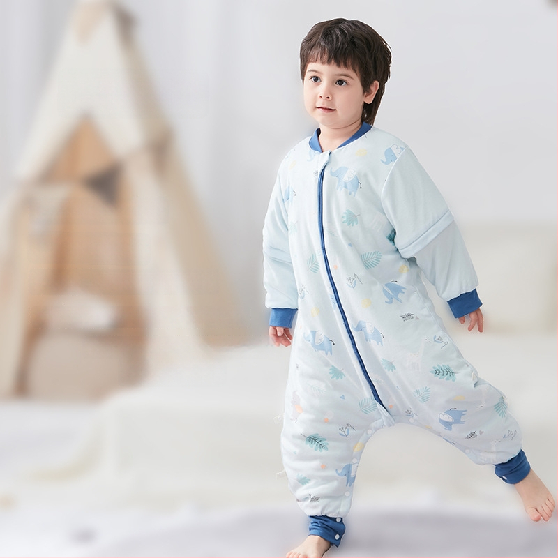 Υπνόσακος για μωρά και νήπια, χωρίς μανίκια, παχύ γέμισμα από πολυεστερικές ίνες και ίνες σόγιας, σχέδιο με ξεχωριστά πόδια, αντιβακτηριδιακός, μεταλλικό φερμουάρ, για φθινόπωρο-χειμώνα