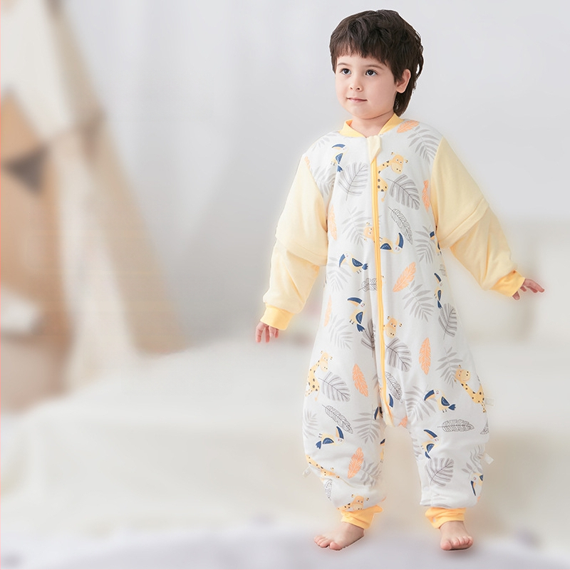 Υπνόσακος για μωρά και νήπια, χωρίς μανίκια, παχύ γέμισμα από πολυεστερικές ίνες και ίνες σόγιας, σχέδιο με ξεχωριστά πόδια, αντιβακτηριδιακός, μεταλλικό φερμουάρ, για φθινόπωρο-χειμώνα