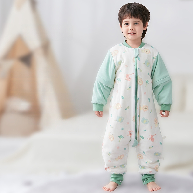 Υπνόσακος για μωρά και νήπια, χωρίς μανίκια, παχύ γέμισμα από πολυεστερικές ίνες και ίνες σόγιας, σχέδιο με ξεχωριστά πόδια, αντιβακτηριδιακός, μεταλλικό φερμουάρ, για φθινόπωρο-χειμώνα