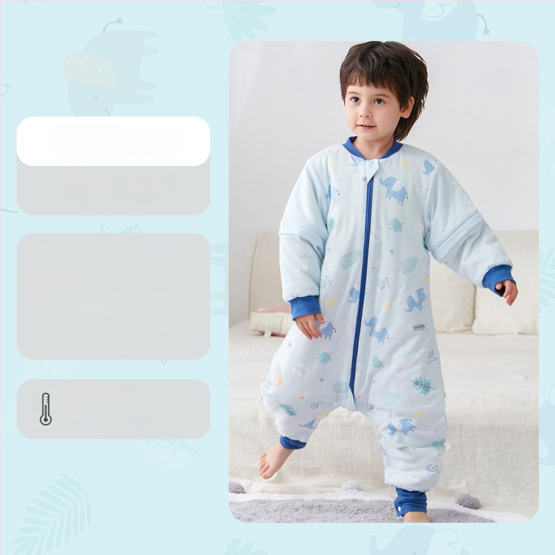 Υπνόσακος για μωρά και νήπια, χωρίς μανίκια, παχύ γέμισμα από πολυεστερικές ίνες και ίνες σόγιας, σχέδιο με ξεχωριστά πόδια, αντιβακτηριδιακός, μεταλλικό φερμουάρ, για φθινόπωρο-χειμώνα