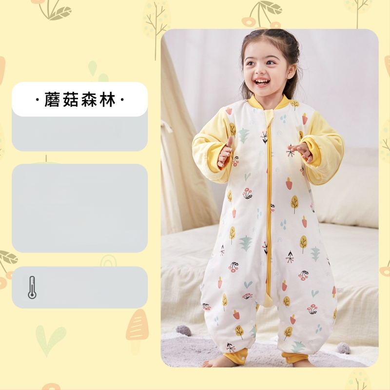 Υπνόσακος για μωρά και νήπια, χωρίς μανίκια, παχύ γέμισμα από πολυεστερικές ίνες και ίνες σόγιας, σχέδιο με ξεχωριστά πόδια, αντιβακτηριδιακός, μεταλλικό φερμουάρ, για φθινόπωρο-χειμώνα